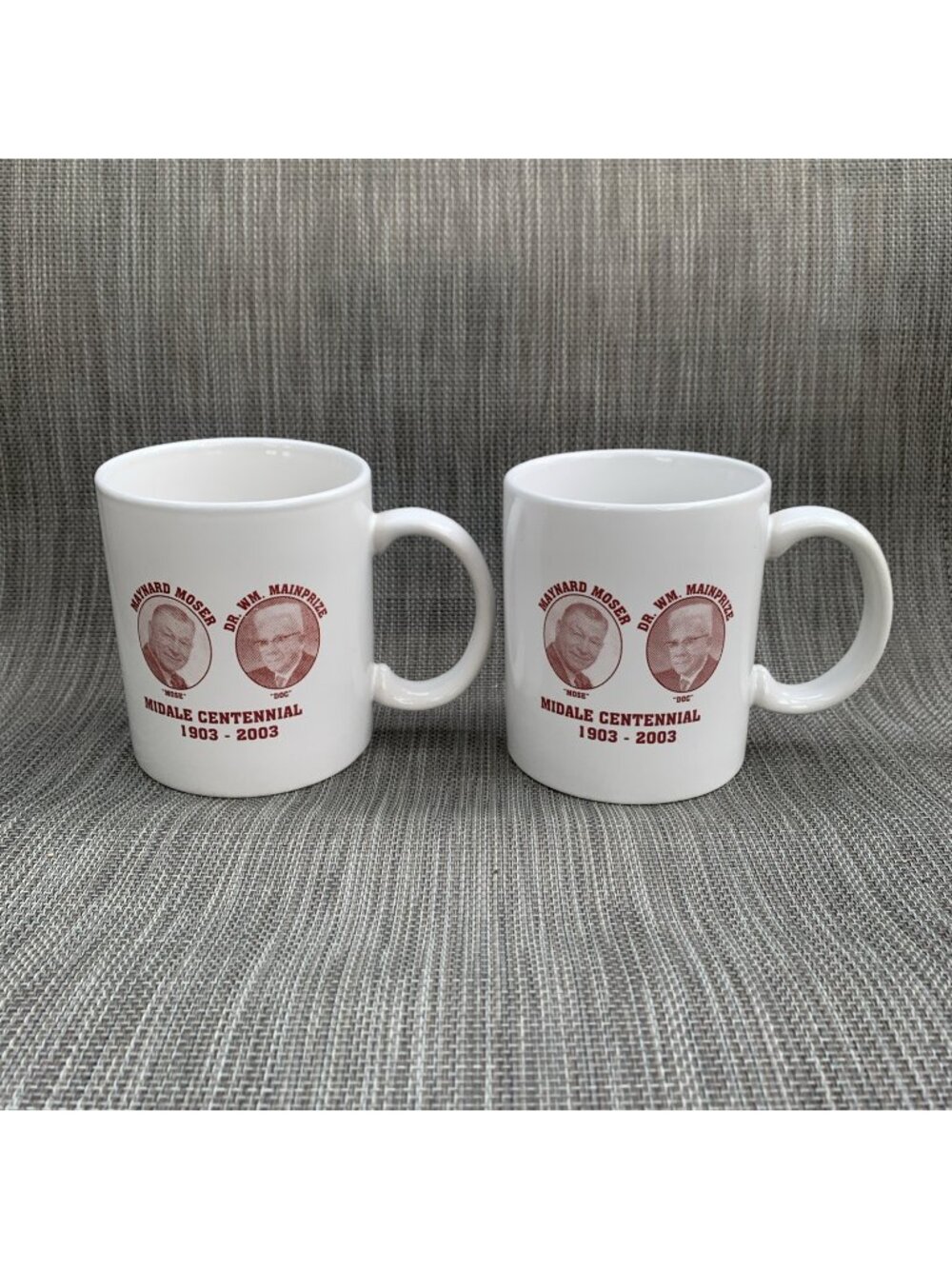 Lot Of 2 Midale Centennial Coffee Mugs Dr WM Mainprize Maynard Moser 1903-2003